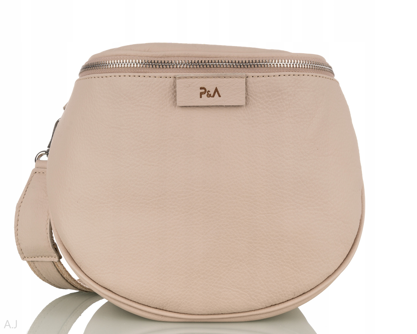 Dámská kožená kabelka přes rameno z klasické polské kůže, prostorná, béžová