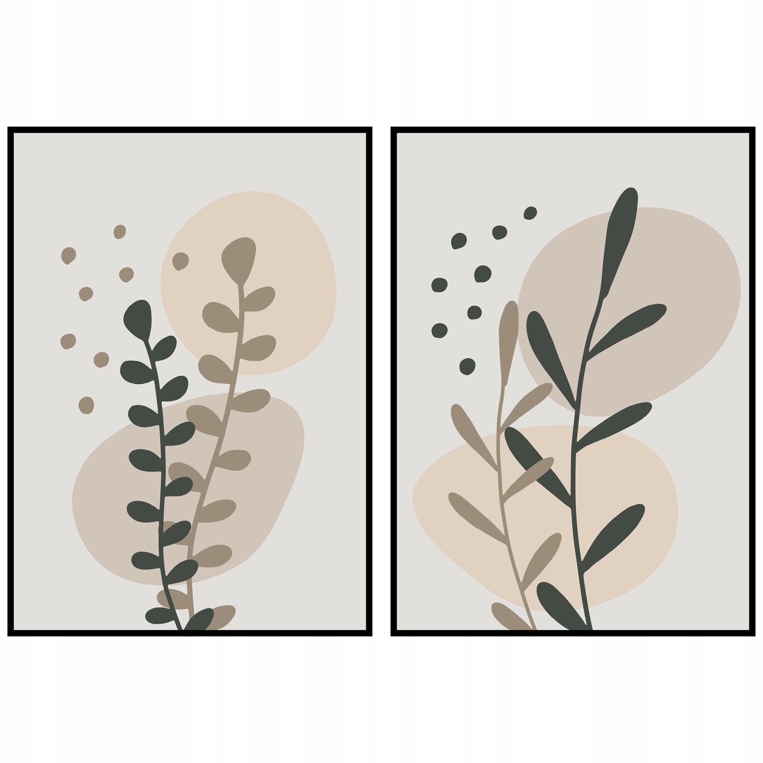 Sada plakátů diptych 2ks 70x100 cm Květiny listy grafiky rostliny plakát