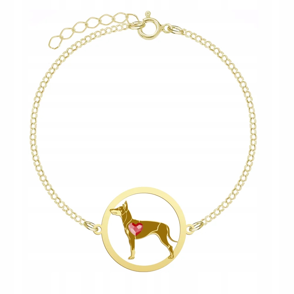 Zlatý náramek se psem Anglický teriér 925 Řetízek Gravírování Bonus