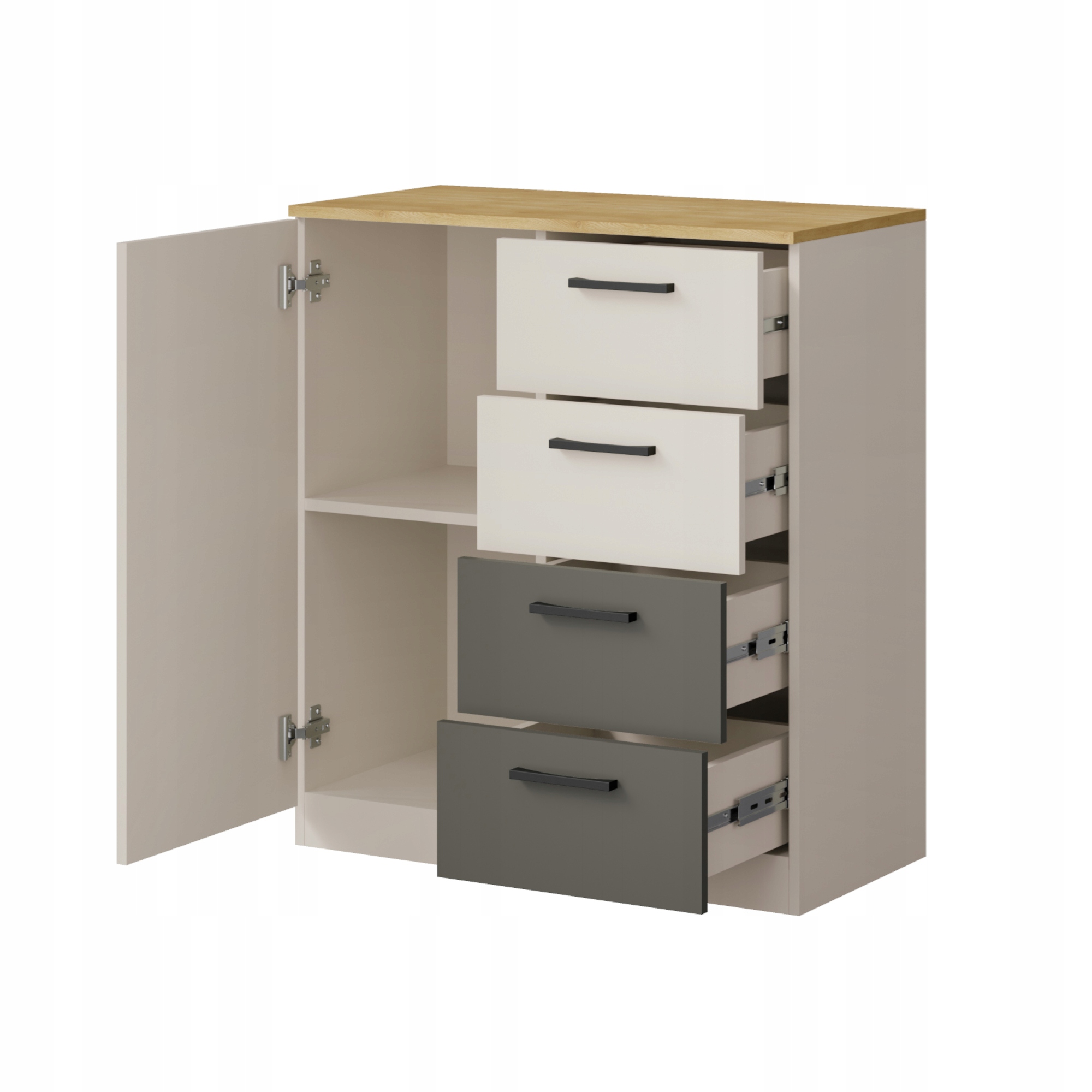 Komoda młodzieżowa z szufladami Billz 1D4S 80 Kaszmir/Dąb Cremona