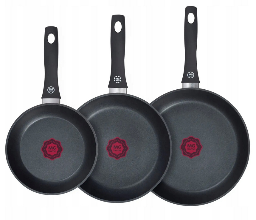 Zestaw 3 Patelnie 20/24/28 CM Z Czujnikiem Temperatury Thermo Sensor Teflon