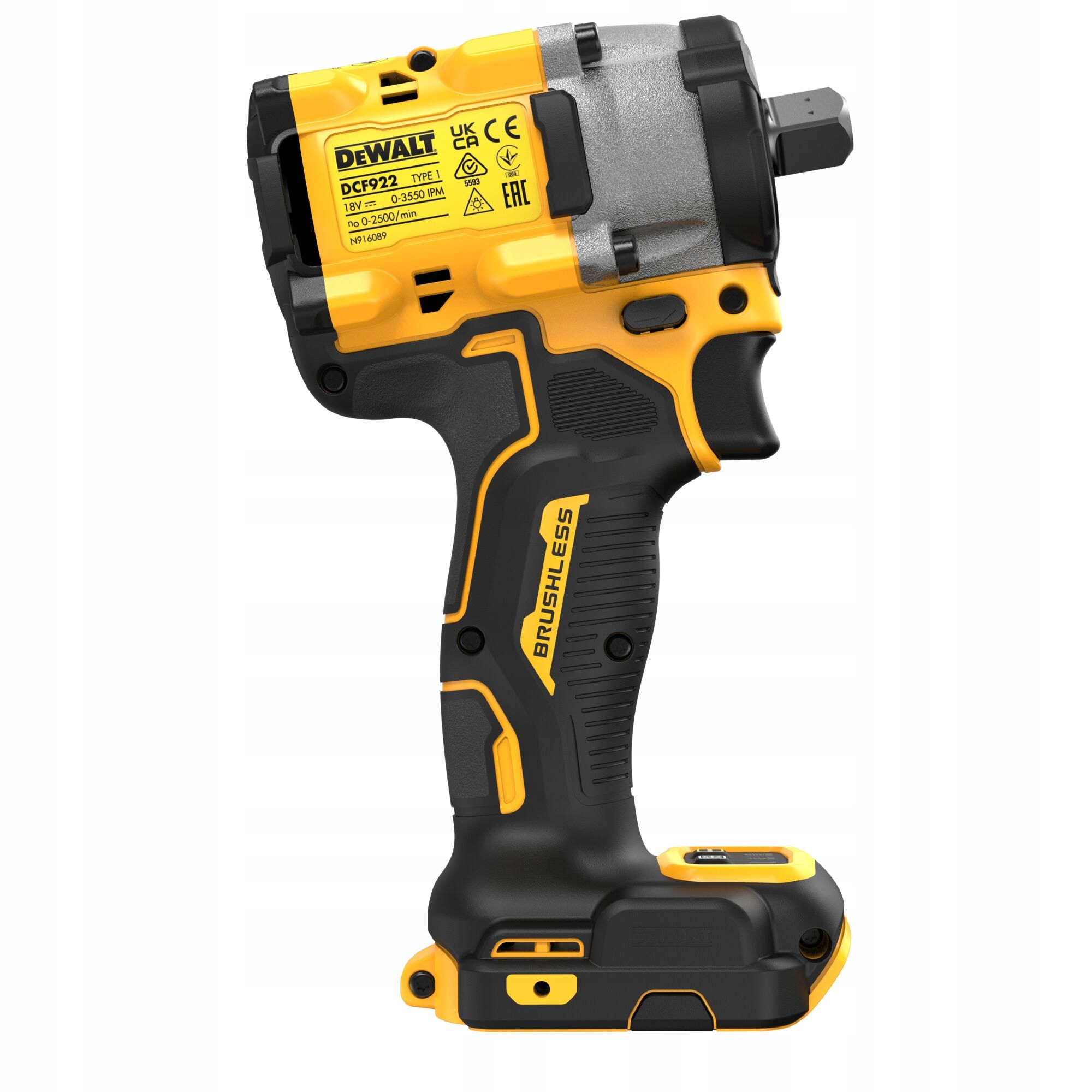 DeWALT KLUCZ UDAROWY BEZSZCZOTKOWY 18V 1/2" 406Nm DCF922N DeWALT ZAKRĘTARKA Zasilanie akumulatorowe