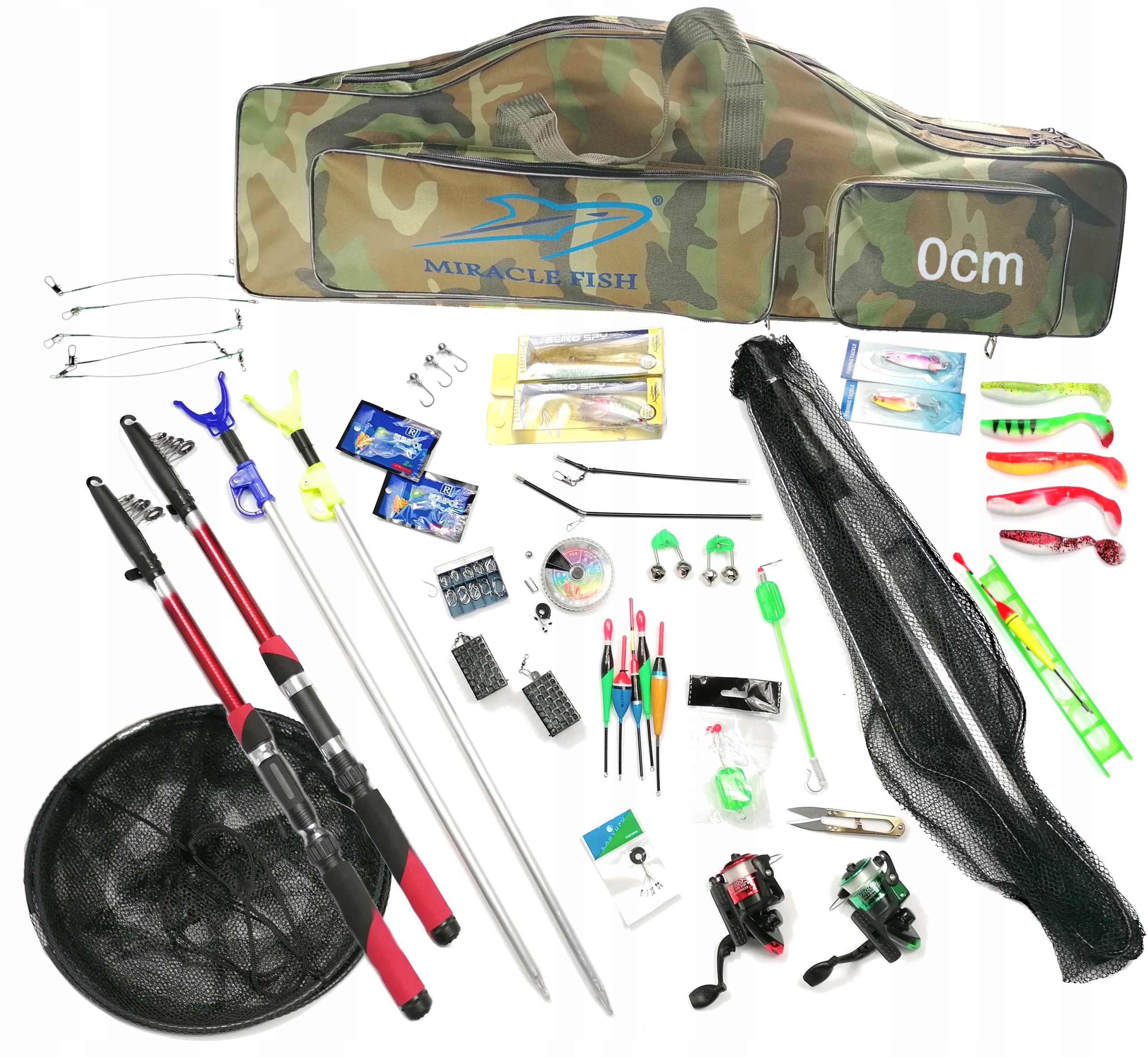 Rybářský set 2xud2xkolovratový obal na sponkování