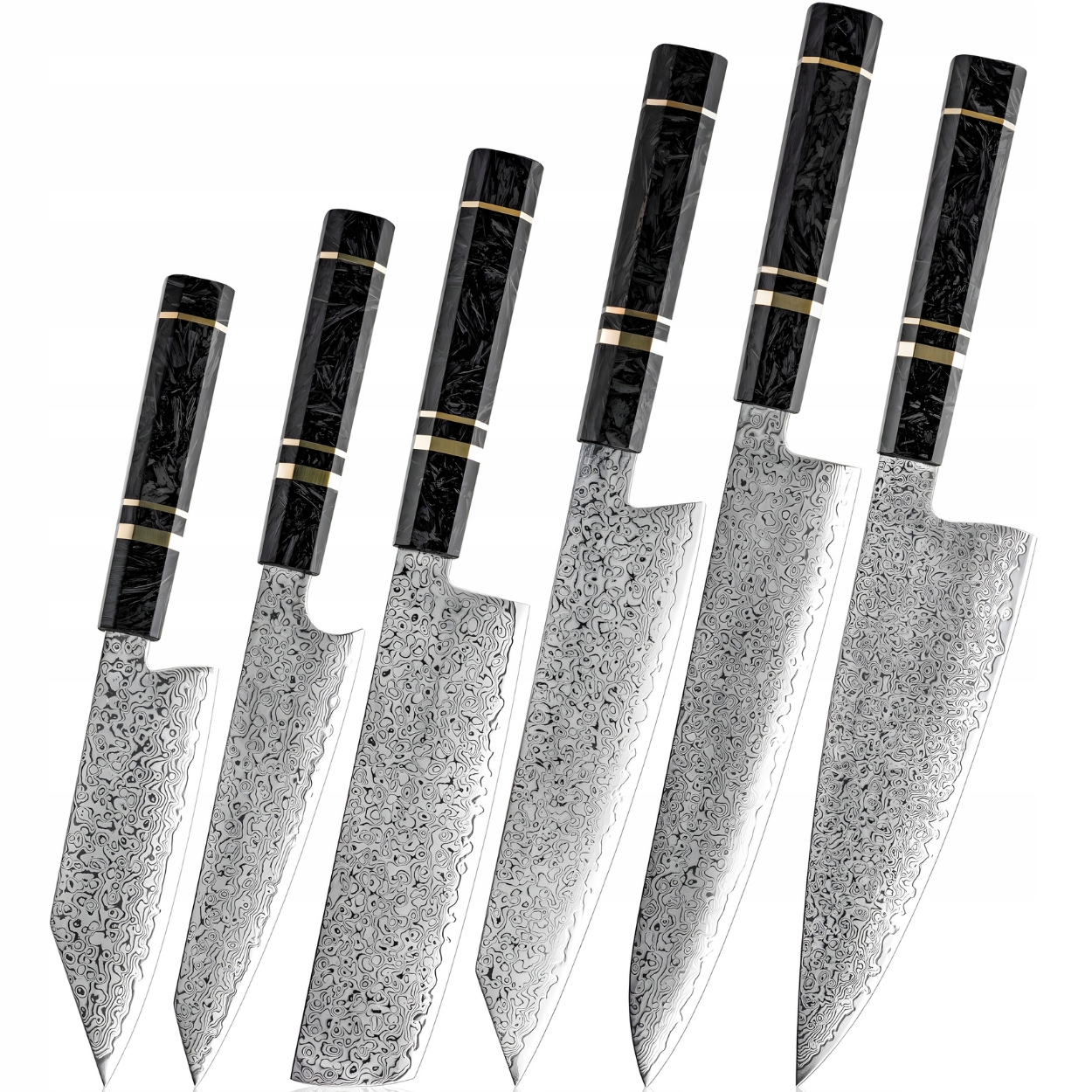 Sada damaškových kuchynských nožov Ex 39268 6ks/Čierna KP-39268