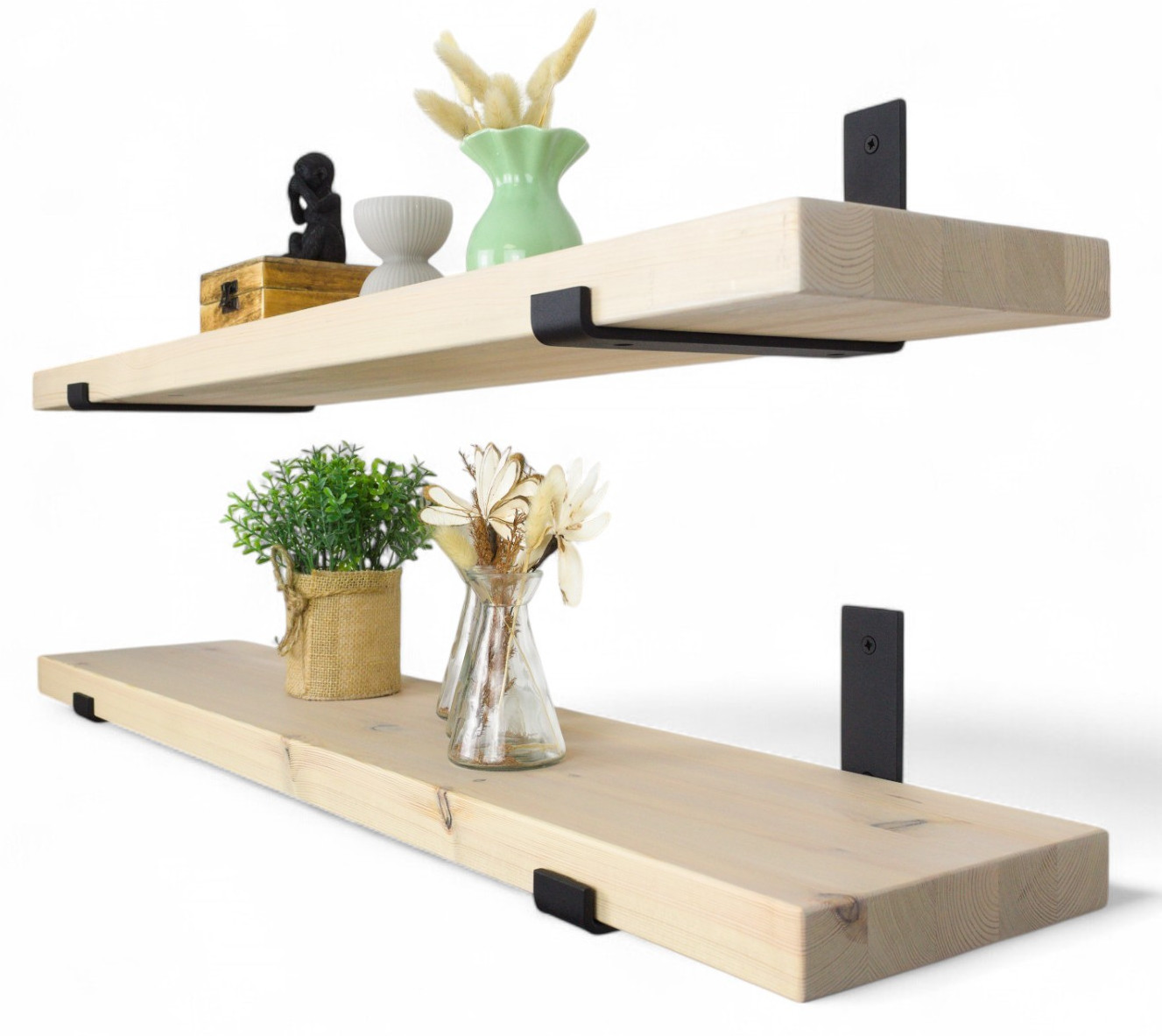 Drevená závesná nástenná polica svetlo borovicová Loft boho 70 cm x 30 cm