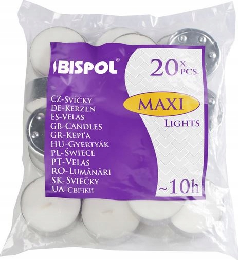 

Bispol podgrzewacze świece maxi Tealight 10h 20szt