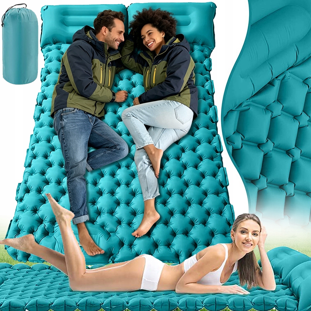 Materac Samopompujący Turystyczny 200X130CM Pompka Nożna Camping Trekking