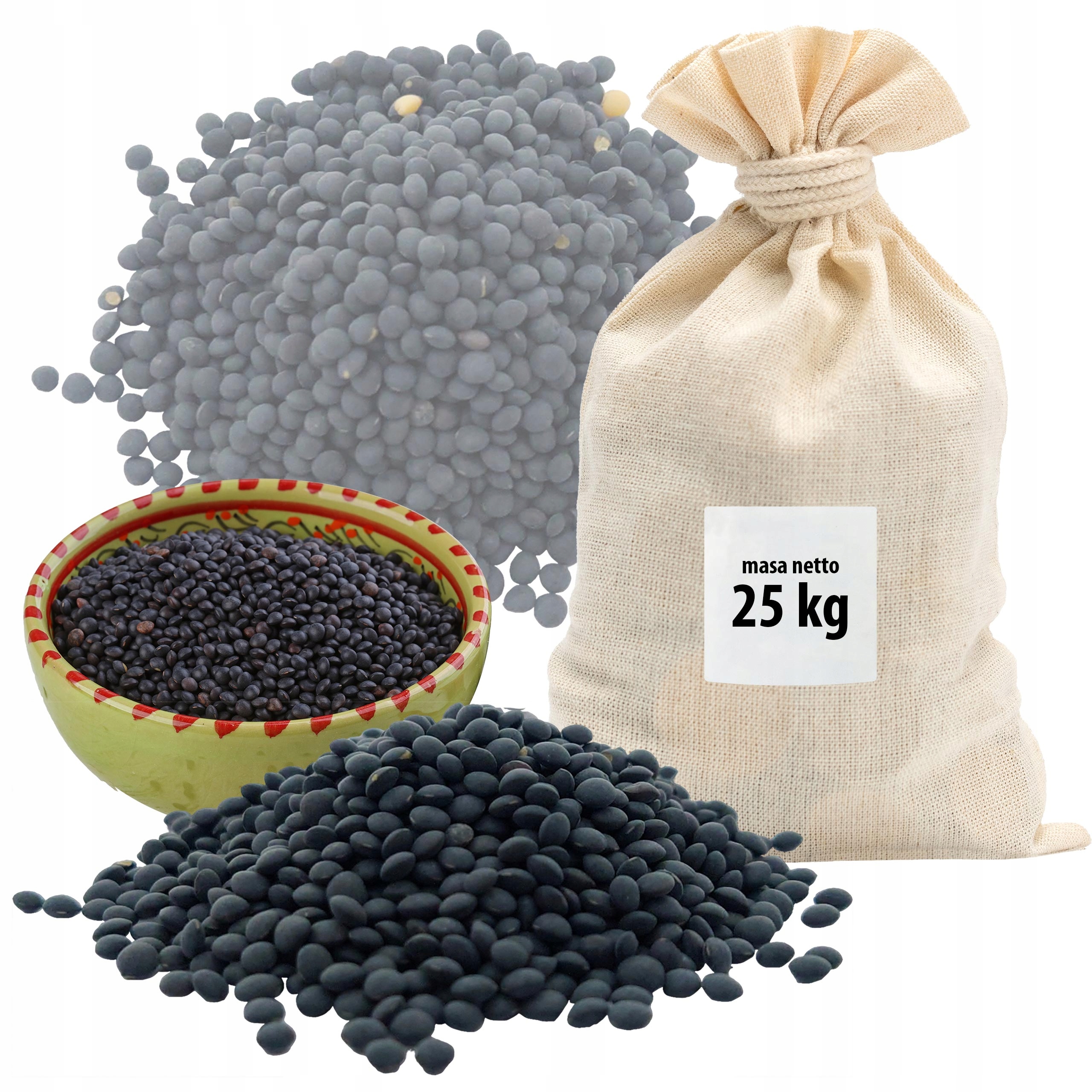 Levně Čočka Černá Polovina Zrno 25 Kg Sáček Velkoobchod