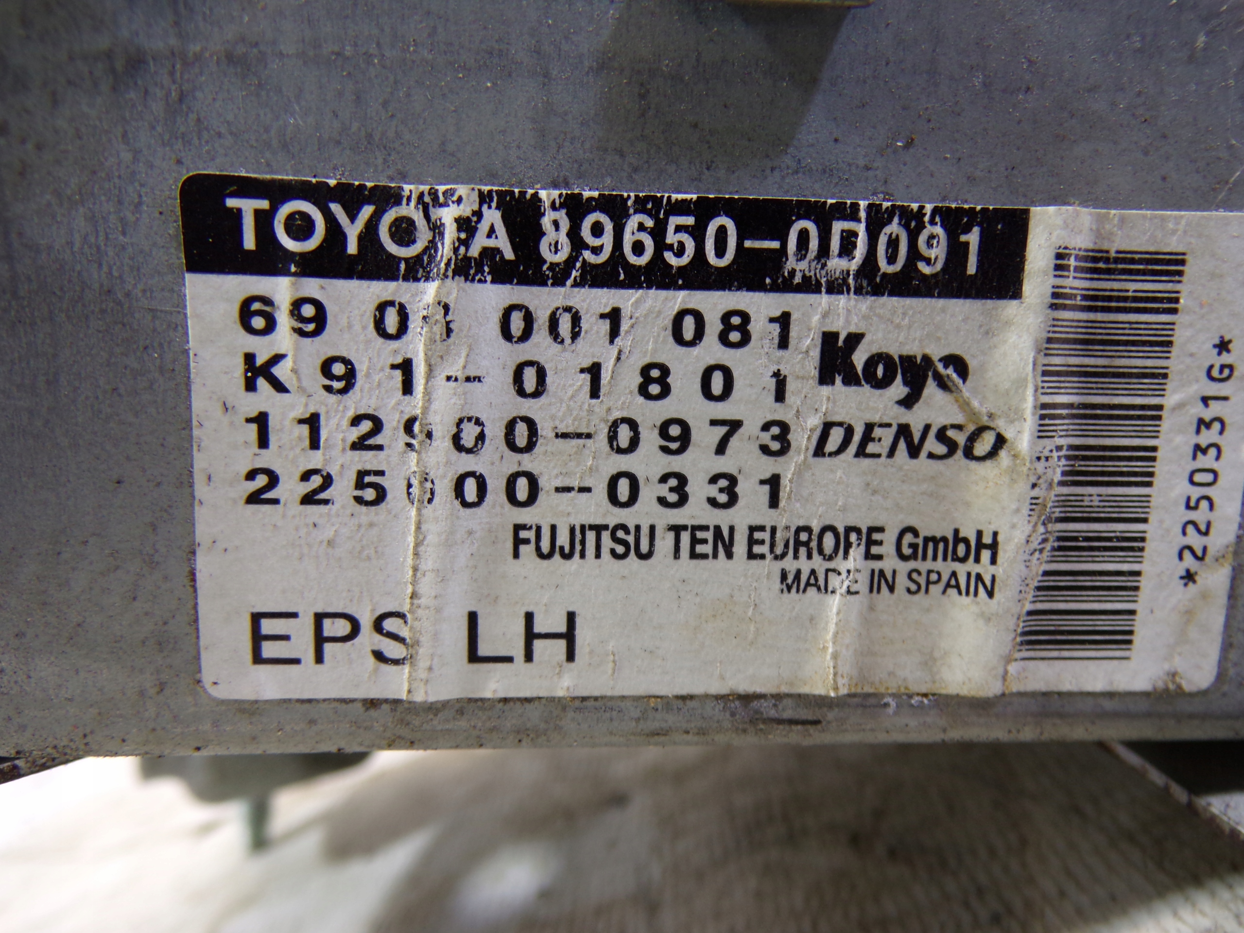 modulo Centralina SERVOSTERZO TOYOTA YARIS 2 II 89650-0D091