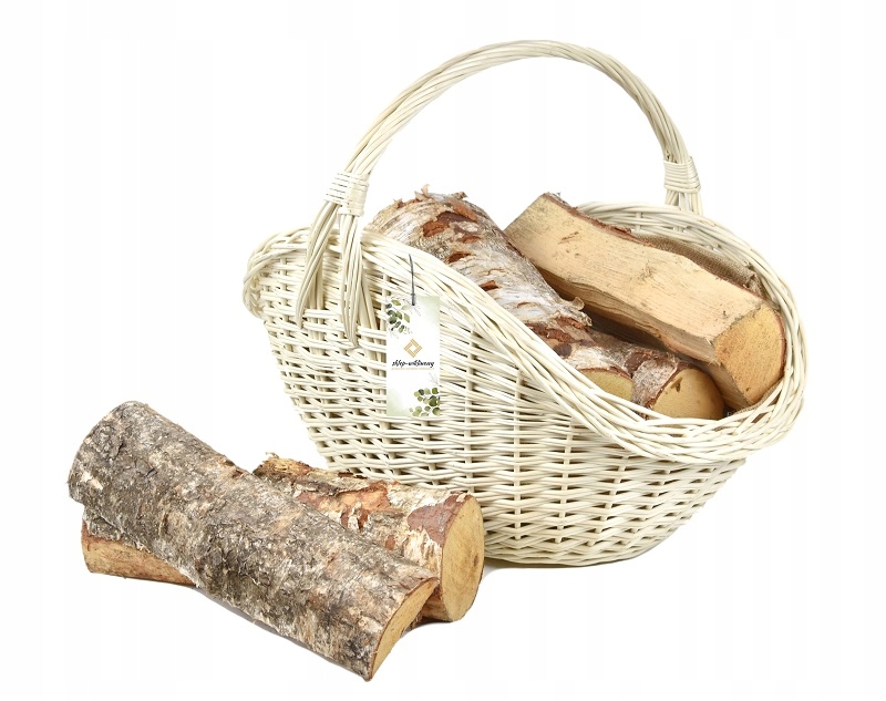 Proutěný košík na dřevo do krbu Bílý XXL