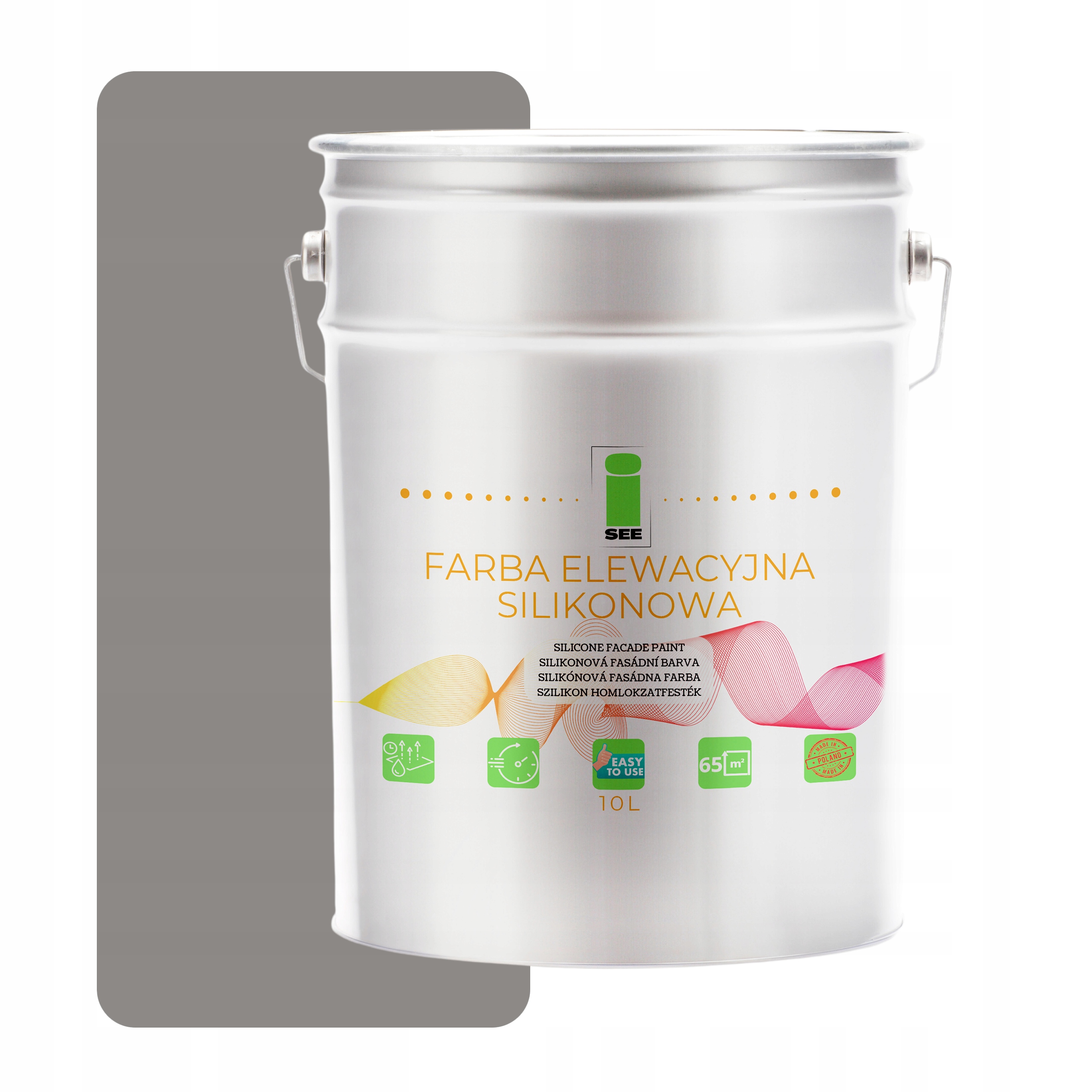 Fasádna Silikónová Fasádna Farba Šedá Tmavá 10 L Paropriepustná