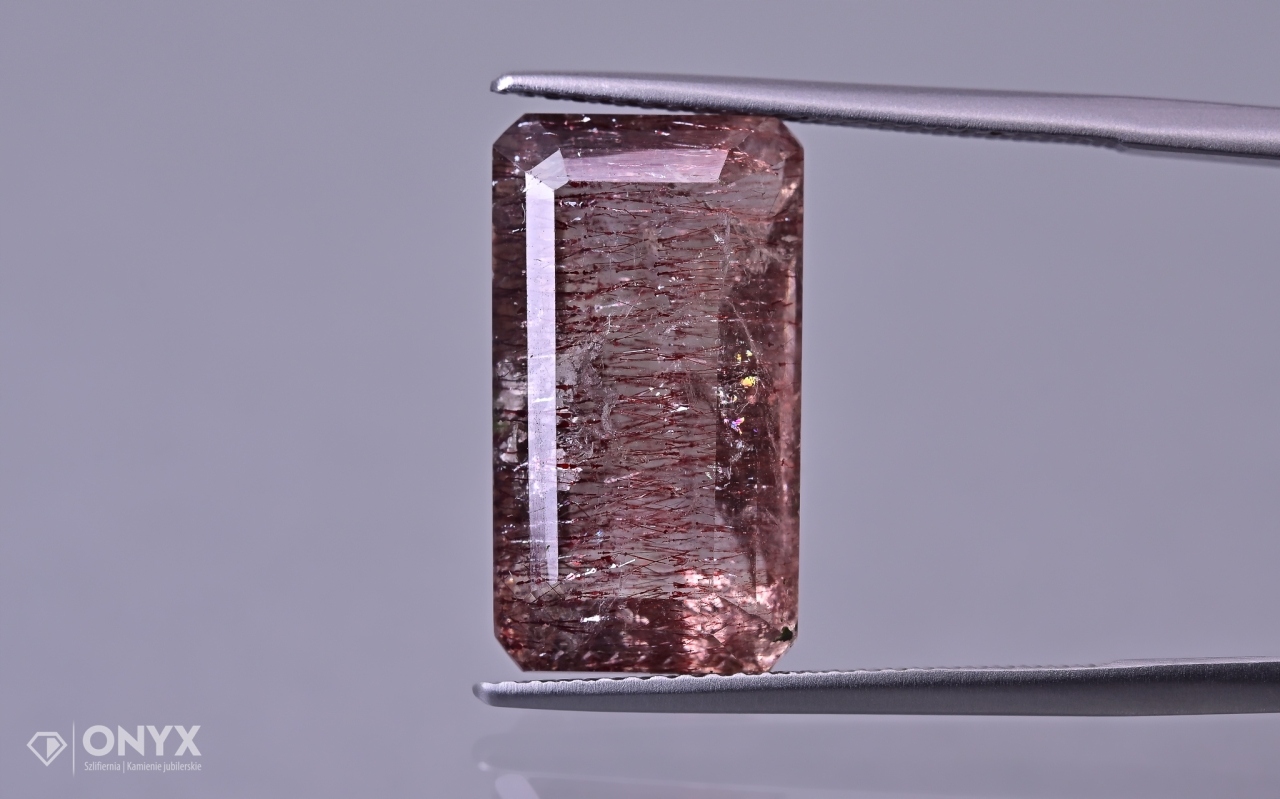 Jahodový křemen fazetovaný oktagon 18x10 mm