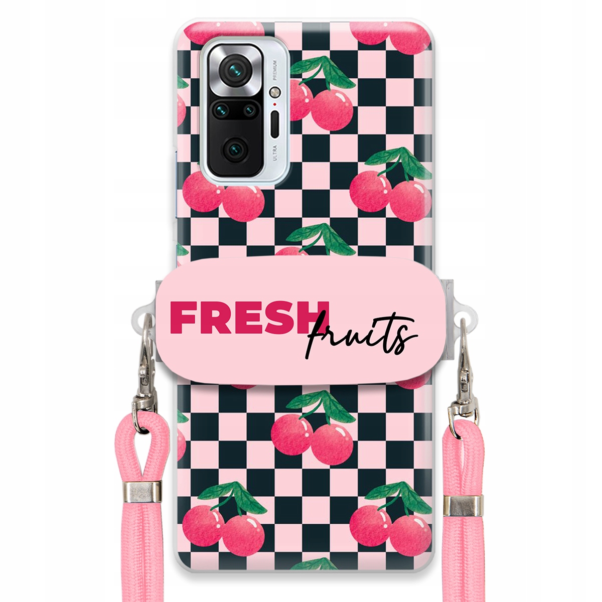 Puzdro pre Xiaomi Redmi Note 10 Pro Ružové vodítko praktický držiak Fresh Fruits