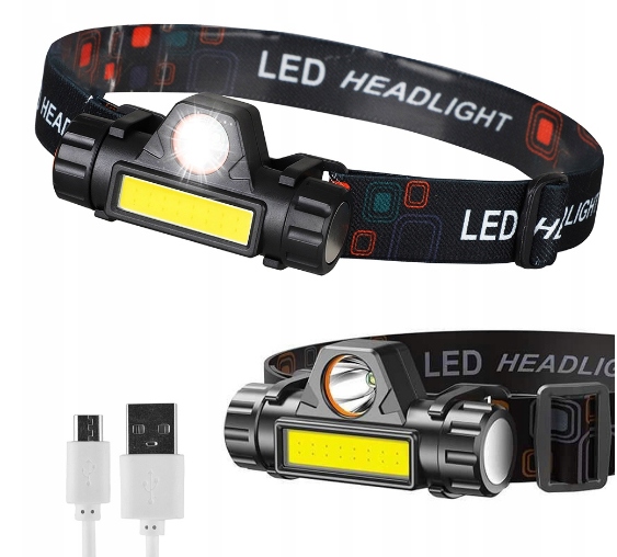 LATARKA CZOŁÓWKA COB LAMPKA CZOŁOWA LED Z MAGNESEM