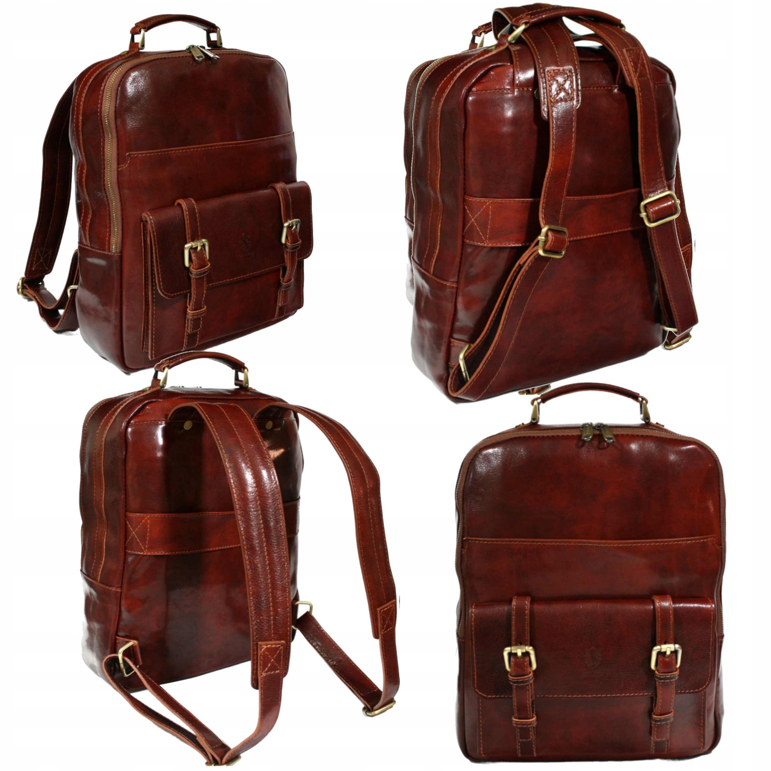 Batoh italský velký hnědý s přihrádkou na notebook 15 vintage