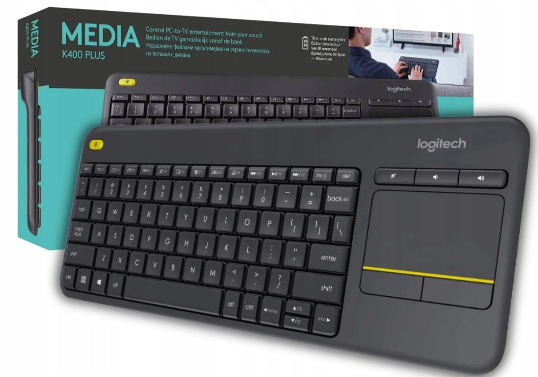 Bezdrátová klávesnice Logitech K400 Plus Us Qwerty Touchpad Pro Domácnost