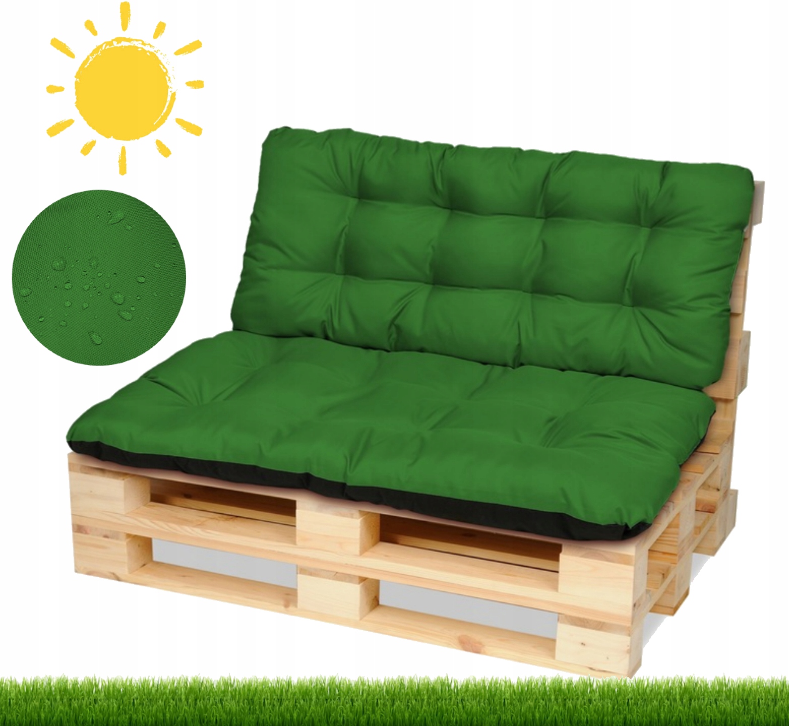 

Poduszki na meble z palet ławkę 120x80+120x50 ziel