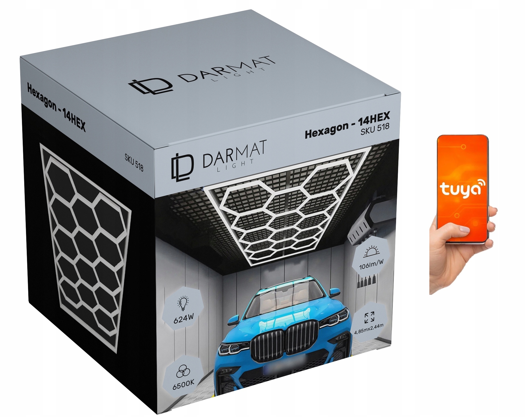 Lampa Plaster Miodu Hexagon 245X486 14HEX 624W Tuya Darmat Light 518