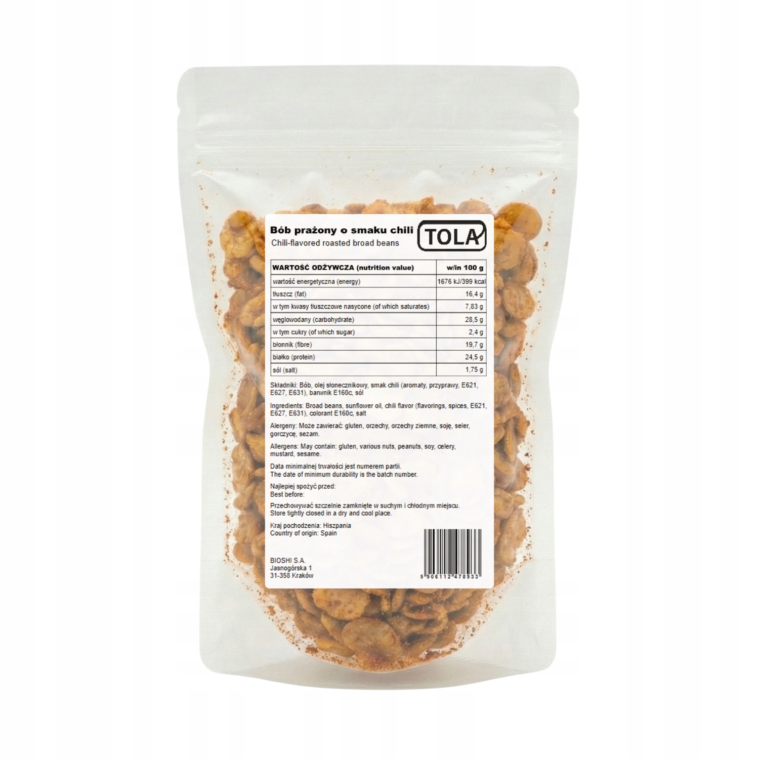 Bób prażony o smaku chili przekąska 5kg Tola