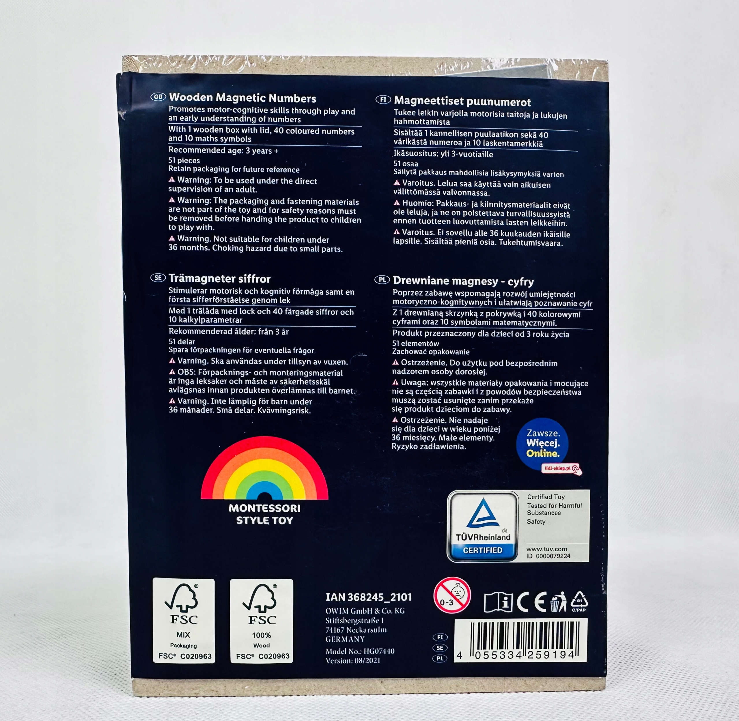 PLAYTIVE DREWNIANE KLOCKI MAGNETYCZNE CYFERKI 3+ Marka Playtive