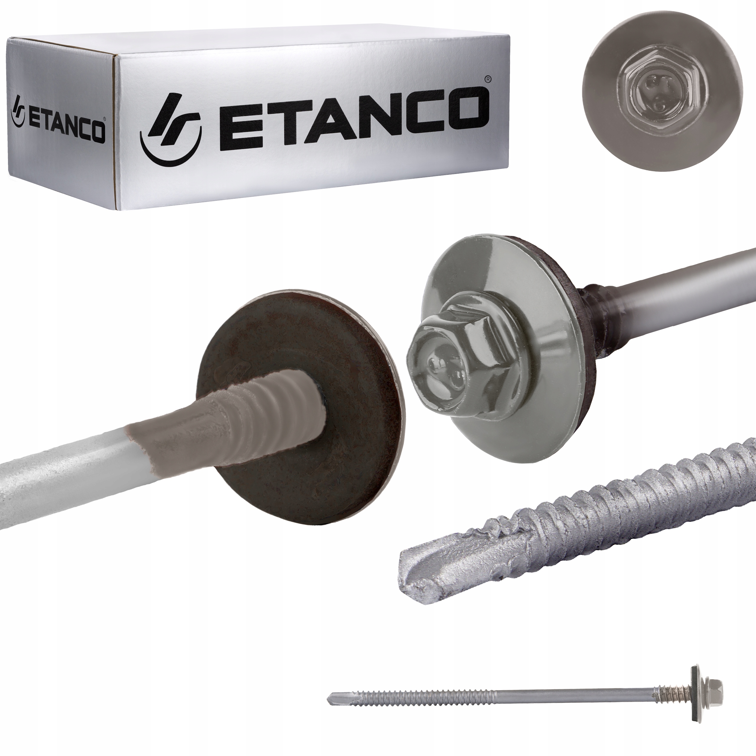 Wkręty do płyty warstwowej 125 mm Ral 9007 100 szt. do metalu Etanco GTR6