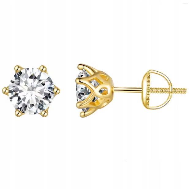 Náušnice Moissanite ze stříbra 1 ct pozlacené zlaté dárek stříbro 925