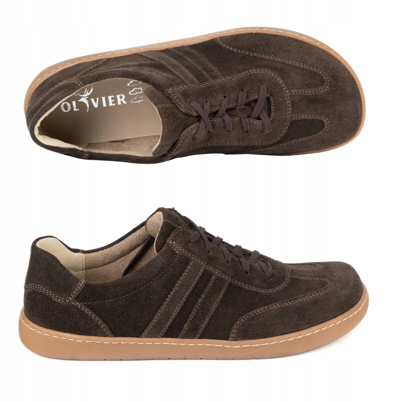 Pánské kožené boty Barefoot šněrovací 1290 hnědé 44