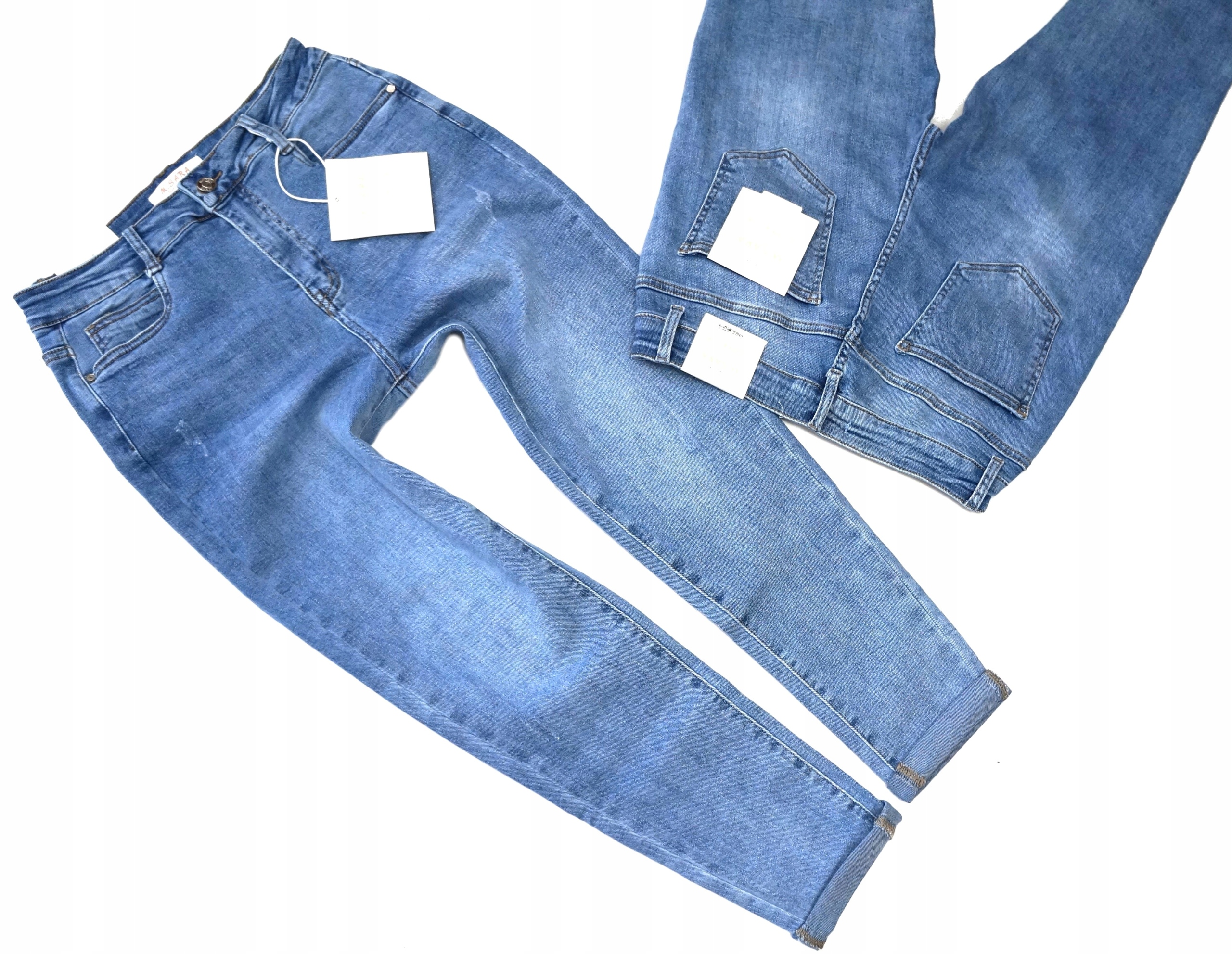 M.SARA DAMSKIE SPODNIE JEANSY MOM FIT WYSOKI STAN LUŹNIEJSZE NOGAWKI MODNE