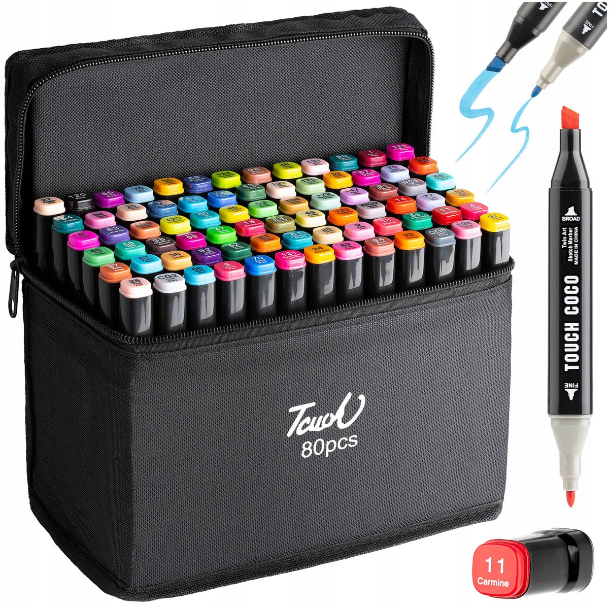 Dwustronne MARKERY PISAKI alkoholowe 80pcs (C024) Kolor Wielokolorowy