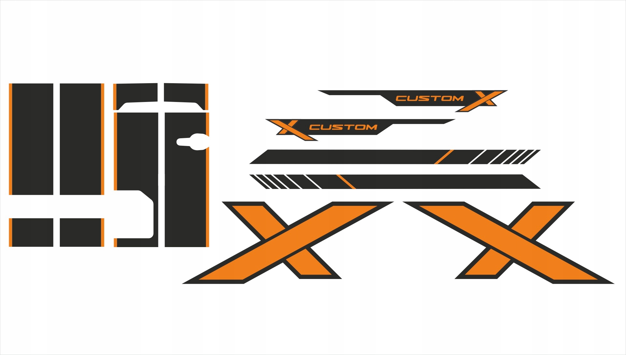 Samolepky na zadní stranu kapoty Ford Custom Big-x a zadní dveře křídla