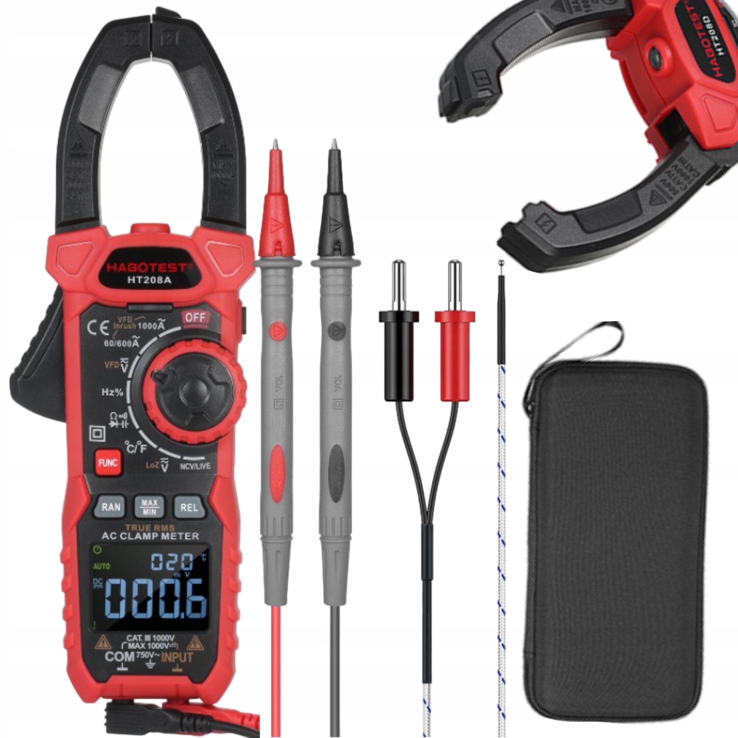 Habotest Digitální klešťový multimetr LCD Ac DC tester proudu baterie