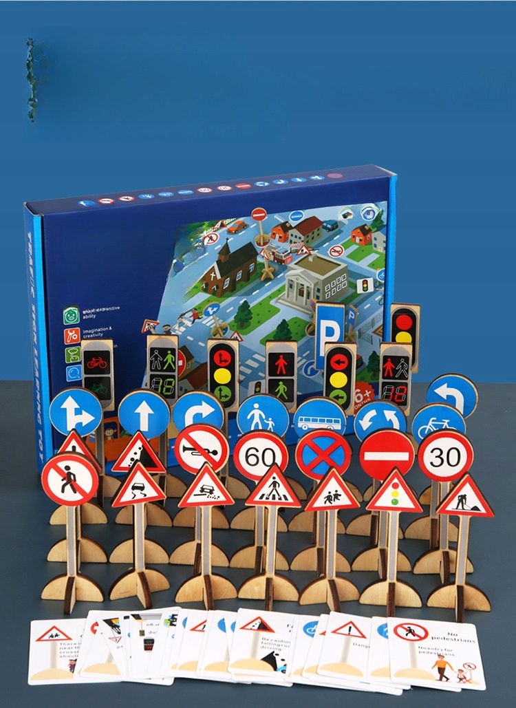 ZESTAW ZABAWEK DLA DZIECI ZNAKI DROGOWE | SYMULACJA RUCHU | DREWNIANE Rodzaj pojazdu Znaki drogowe i sygnalizatory