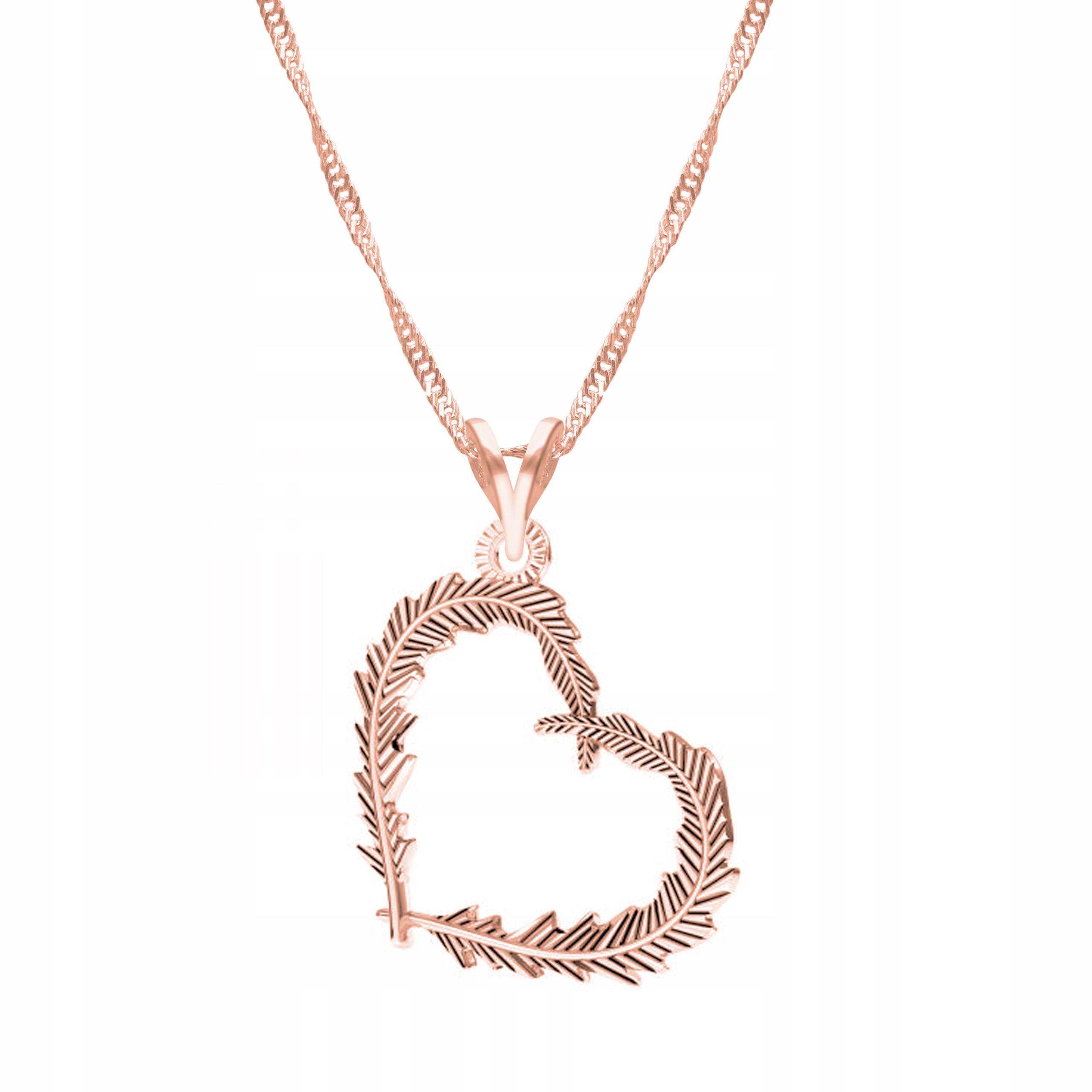 Řetízek zlatý náhrdelník 925 Srdce Peříčko