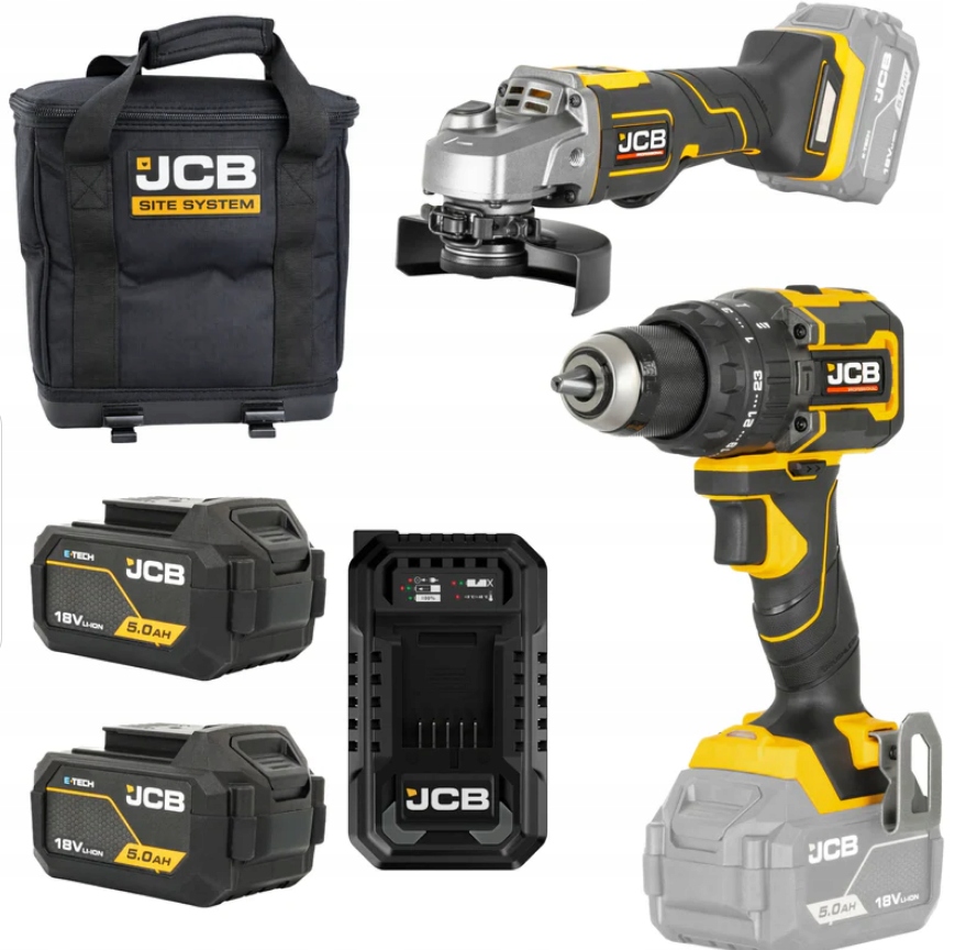 Sada 18V Aku Vrtačka 75 nm Bruska 2x5AH Taška Originál Jcb