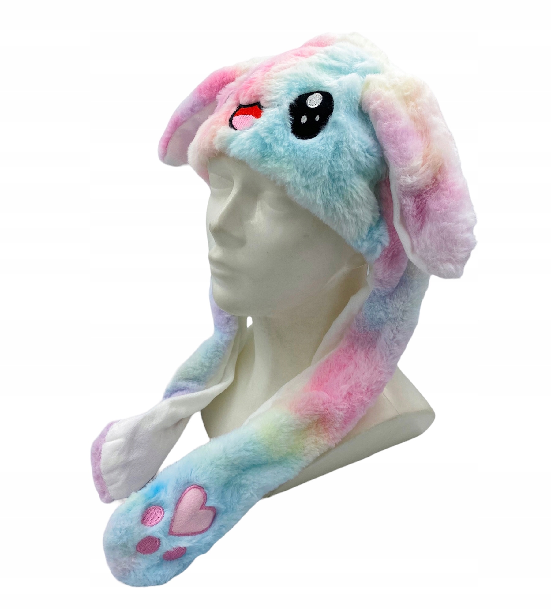 CZAPKA KRÓLIK TĘCZOWY RUCHOME USZY LED na bal kostium dzieci Marka Inna marka