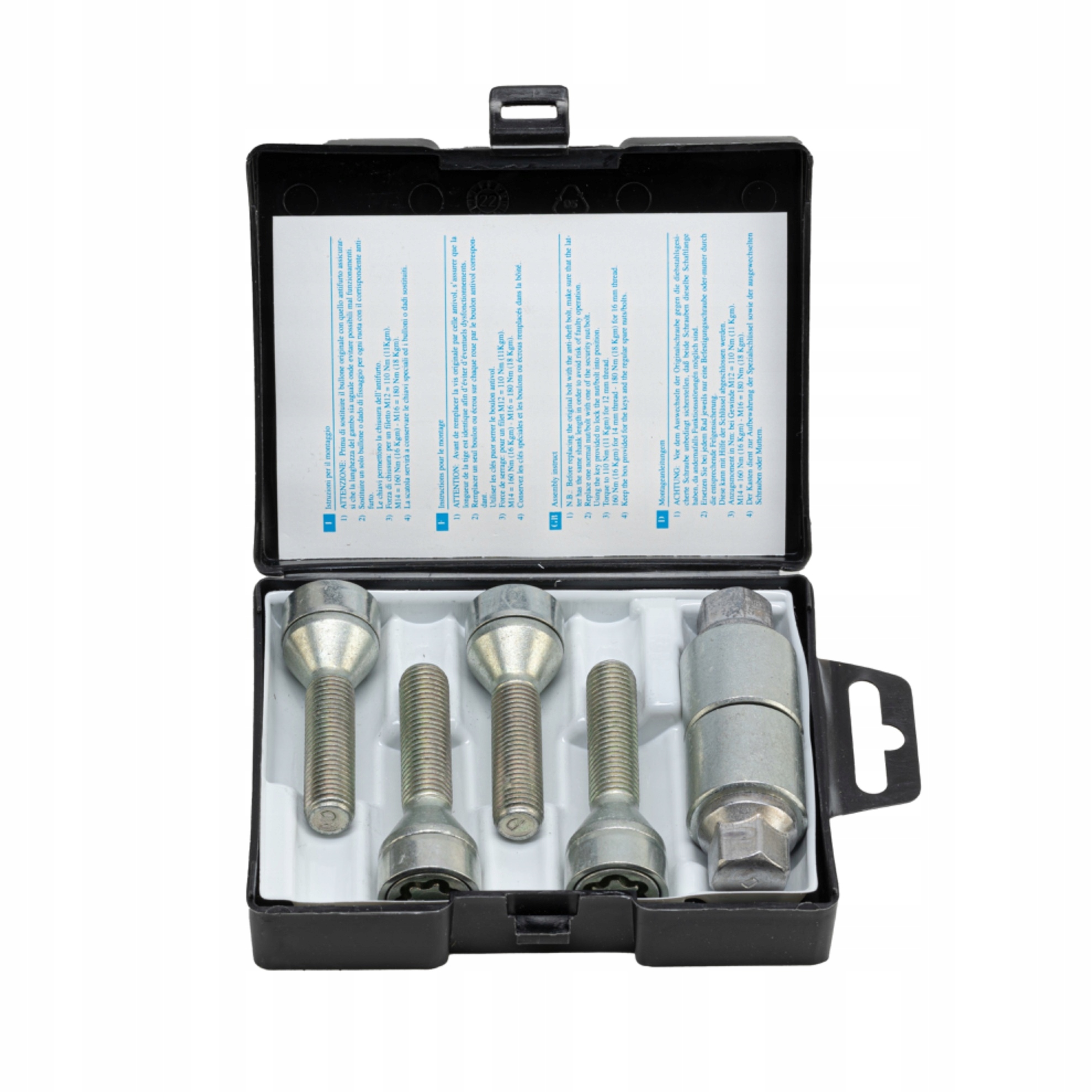 Zabezpečovacie skrutky M14x1.5x63 mm Guľa R14 2 Kľúče 17