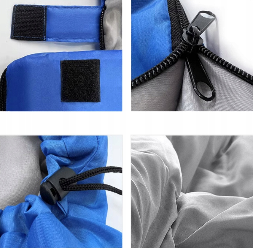 ŚPIWÓR LEKKI TURYSTYCZNY TYPU KOŁDRA Z KAPTUREM CIEPŁY + POKROWIEC 210 cm Kolor dominujący odcienie niebieskiego