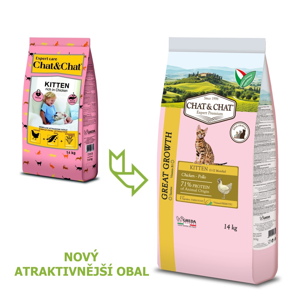 Levně Chat &amp; Chat Great Growth Kitten Chicken 14 kg