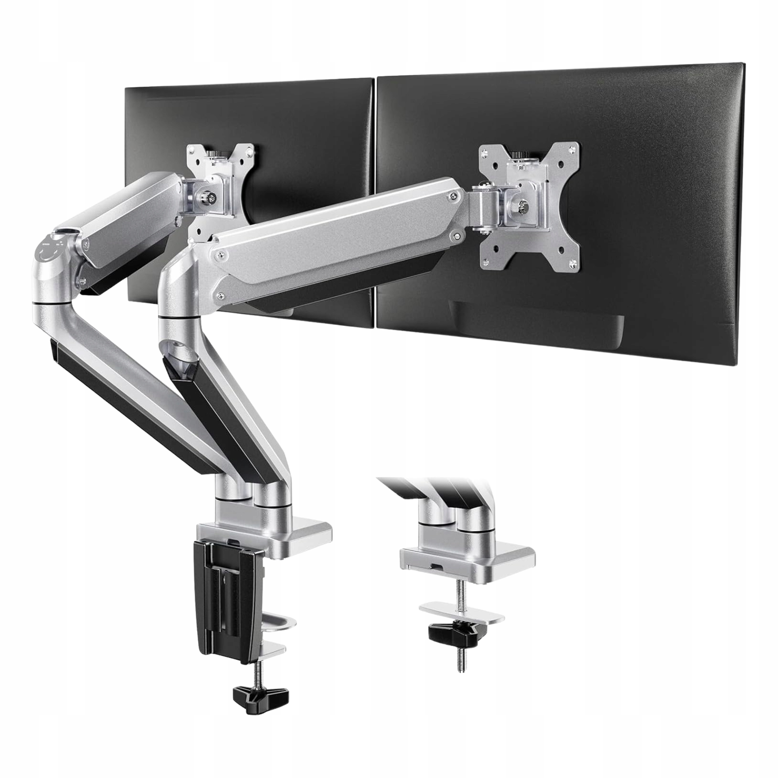 Uchwyt do Dwóch Monitorów Czarny Stalowe Ramię 13-32 Cale Premium Styl