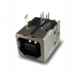 Gniazdo USB B do druku czarny kątowe 90* 2.0