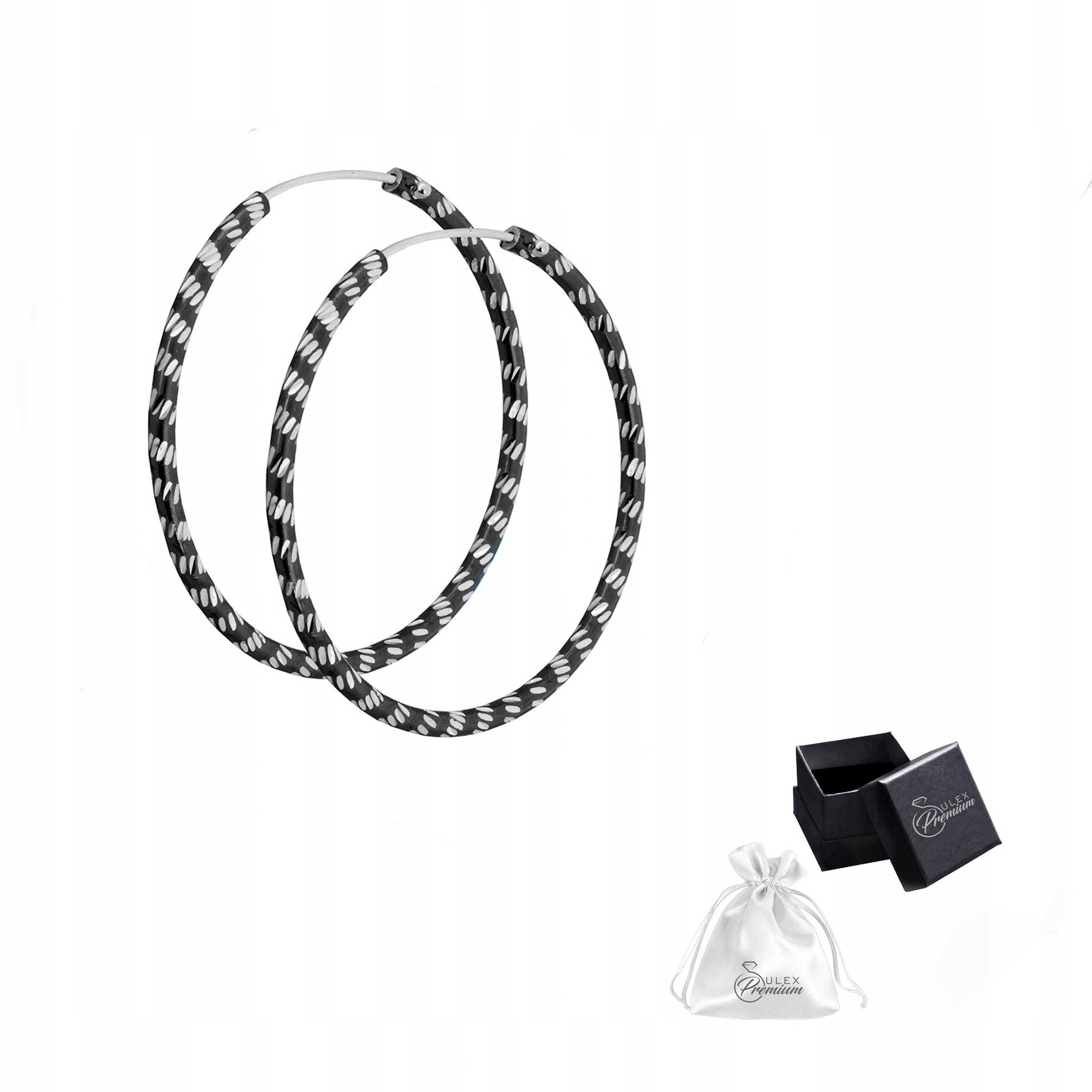 Náušnice stříbro ryzost 925 Elegantní černo-bílé diamantové kruhy 3,2 cm