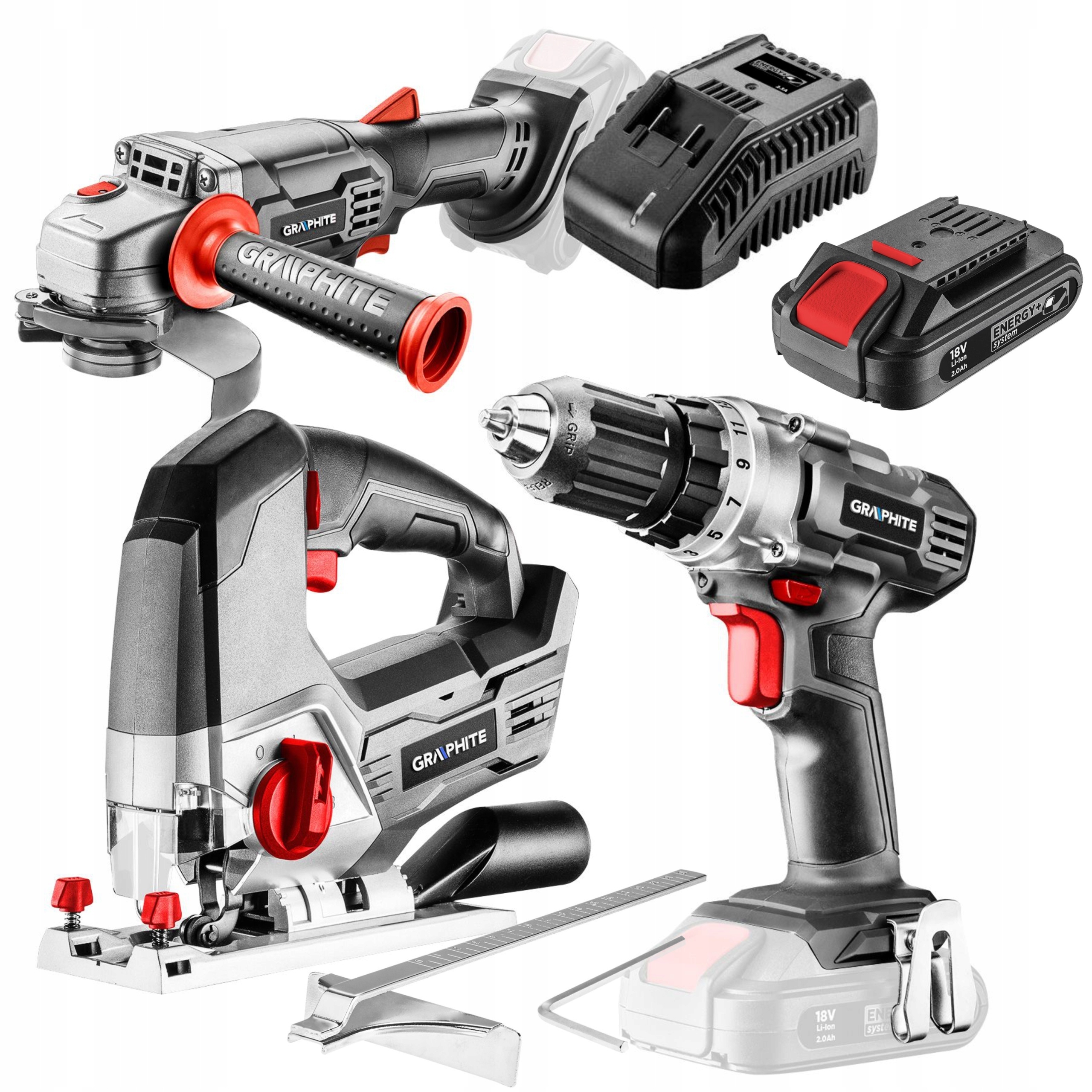 GRAPHITE шуруповерт шлифовальный станок лобзик 18V + 2Ah
