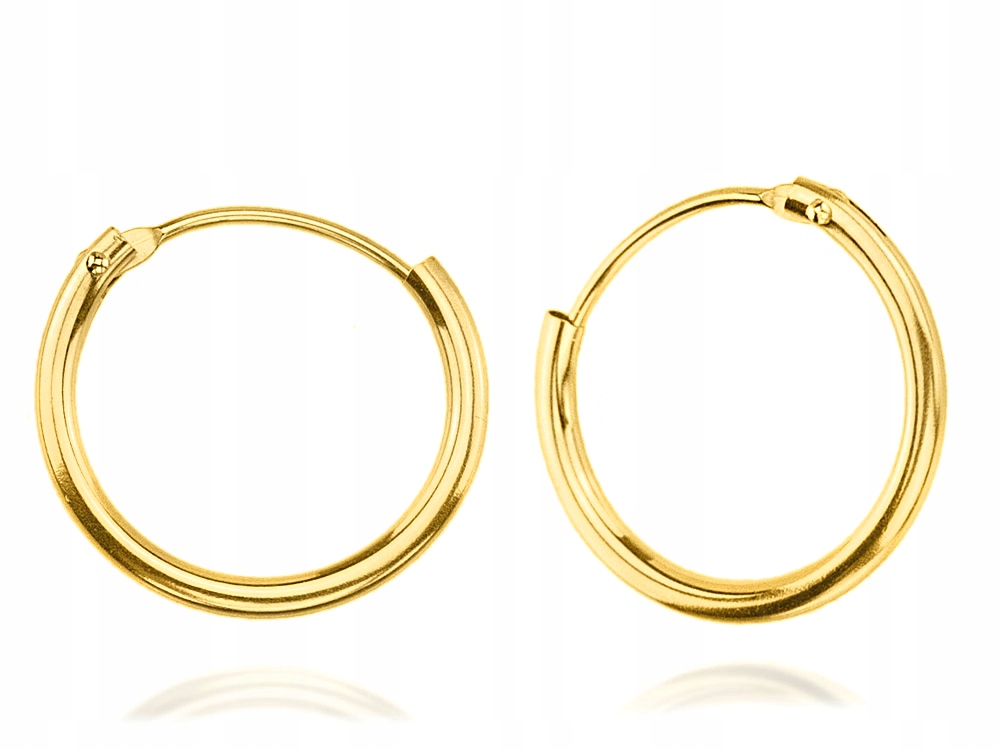 

Piękne Złote Kolczyki pr 585 Kółka 15mm Koło Ring