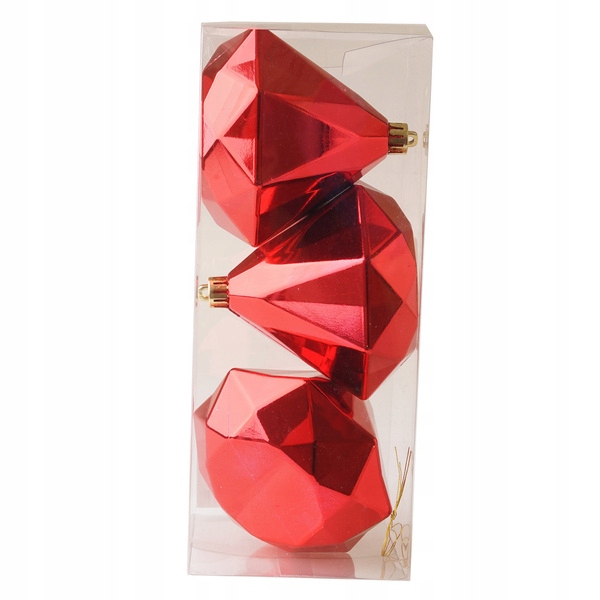 

Czerwone bombki diamenty komplet 3 sztuk