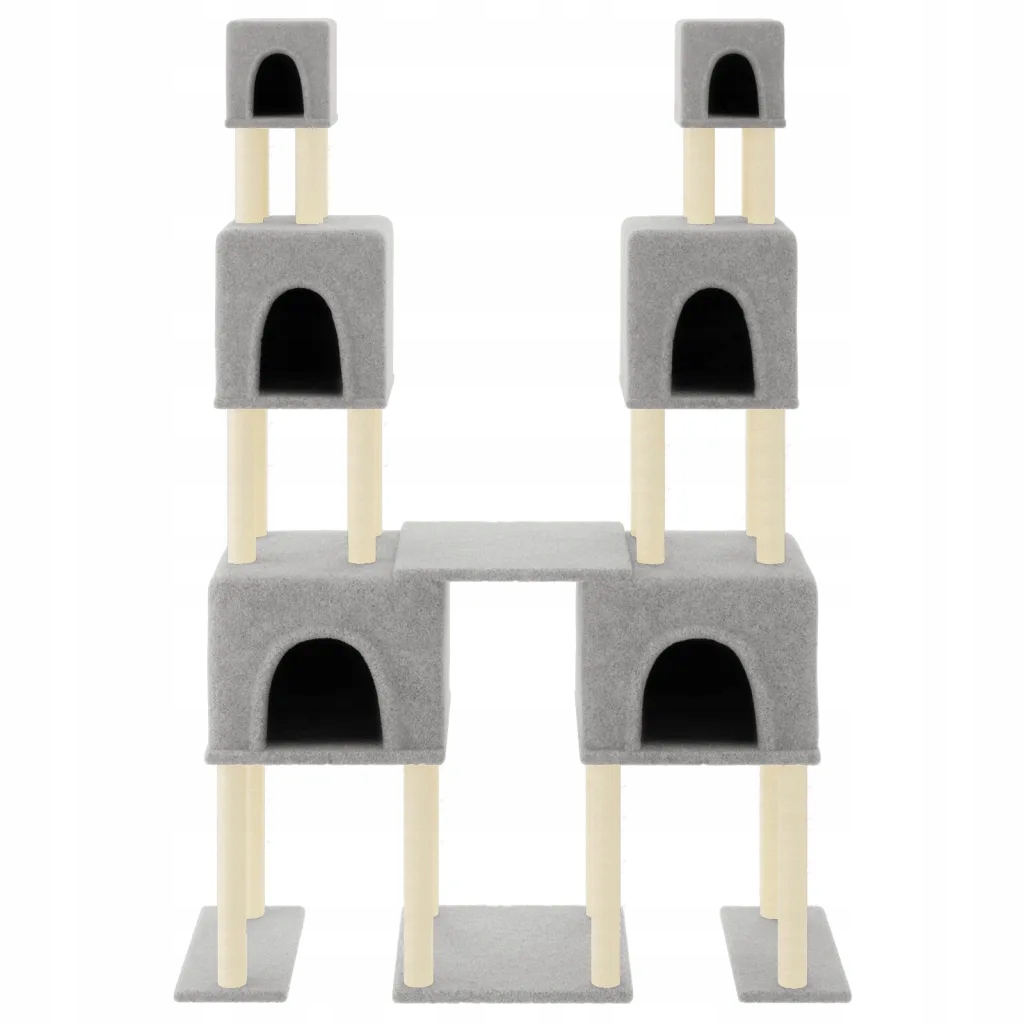 Škrabadlo pro kočky se sisalovými sloupky, světle šedé, 199 cm
