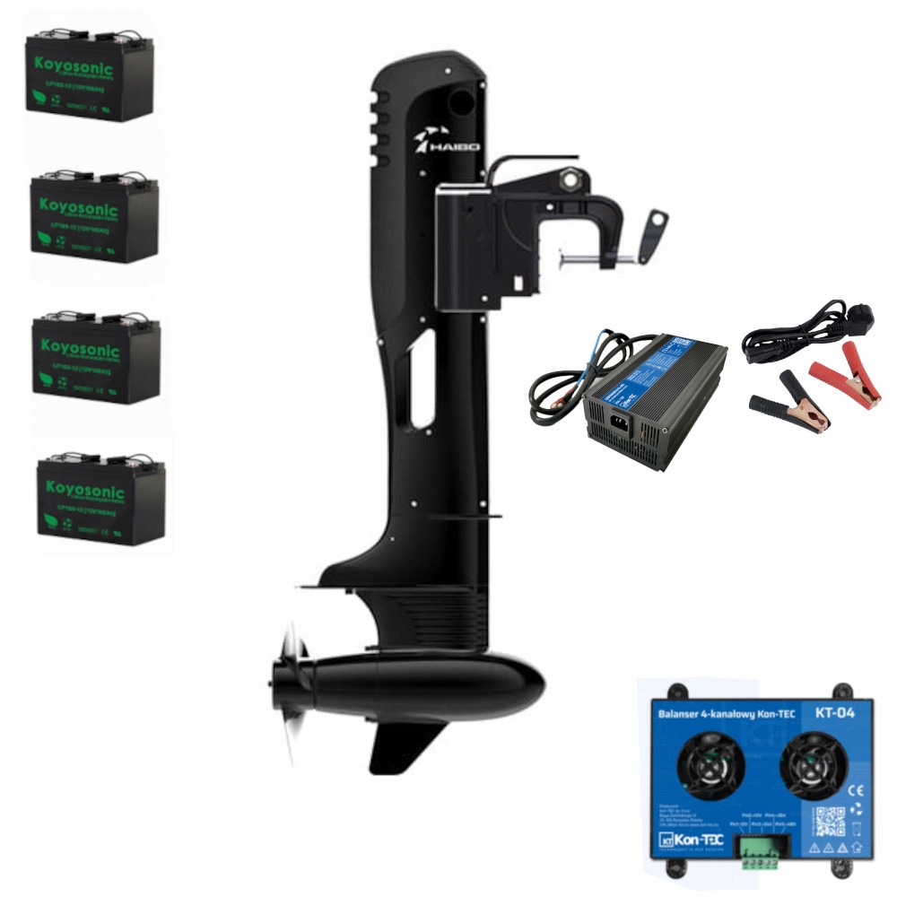 Zestaw silnik elektryczny zaburtowy Haibo R400S Akumulatory LiFePO4 100Ah