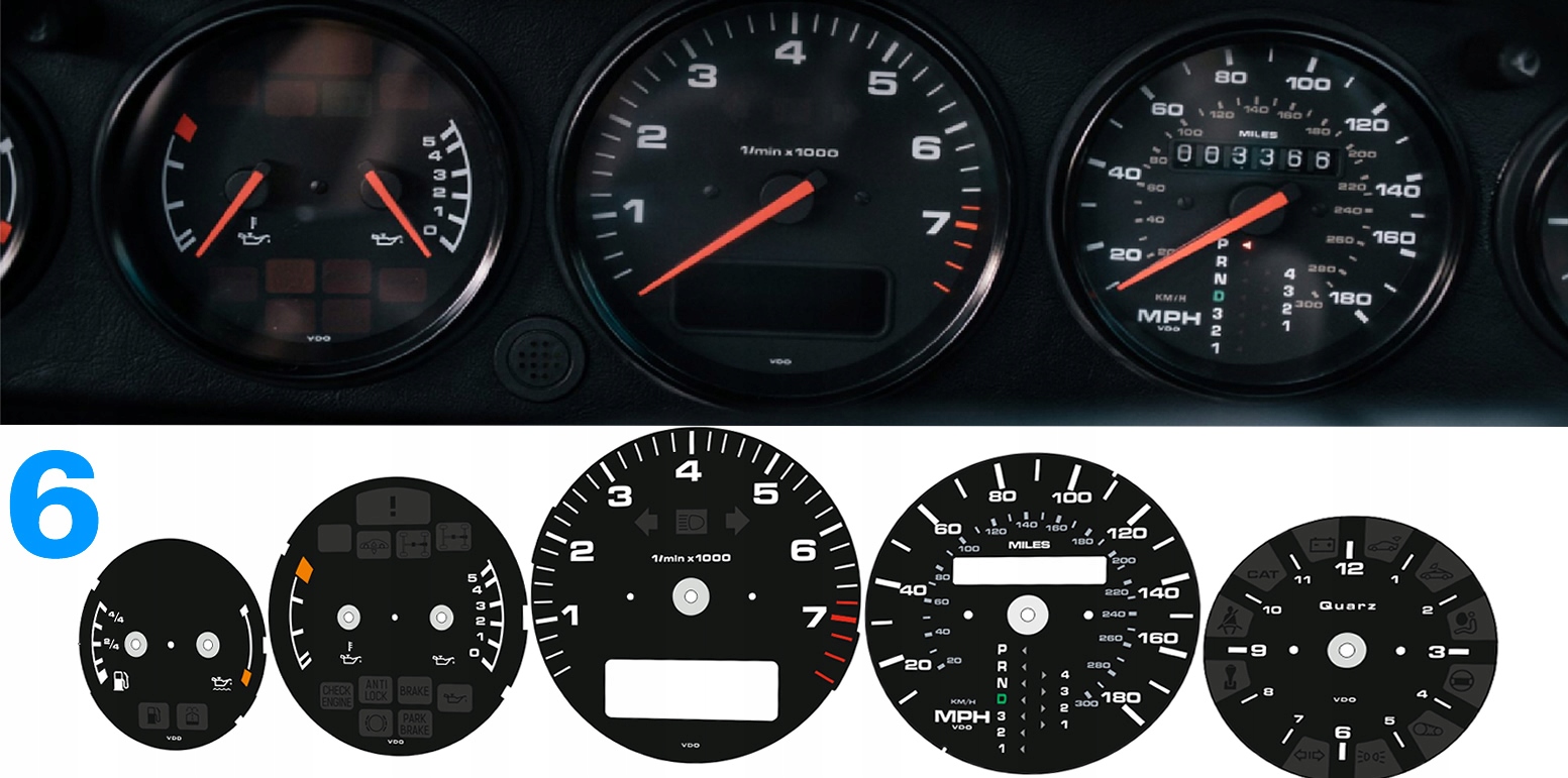 PORSCHE 911 964 Тормозной диск счетчика часы на