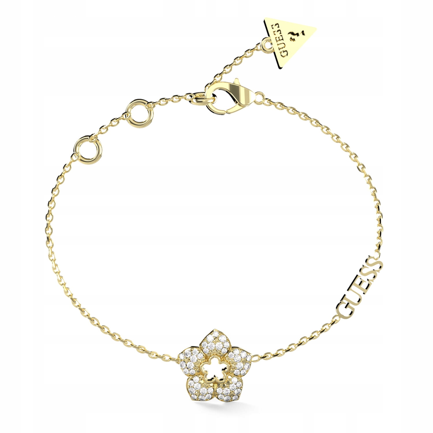 Dámský náramek Guess Květina zirkon ocel zlatý regular vel. S