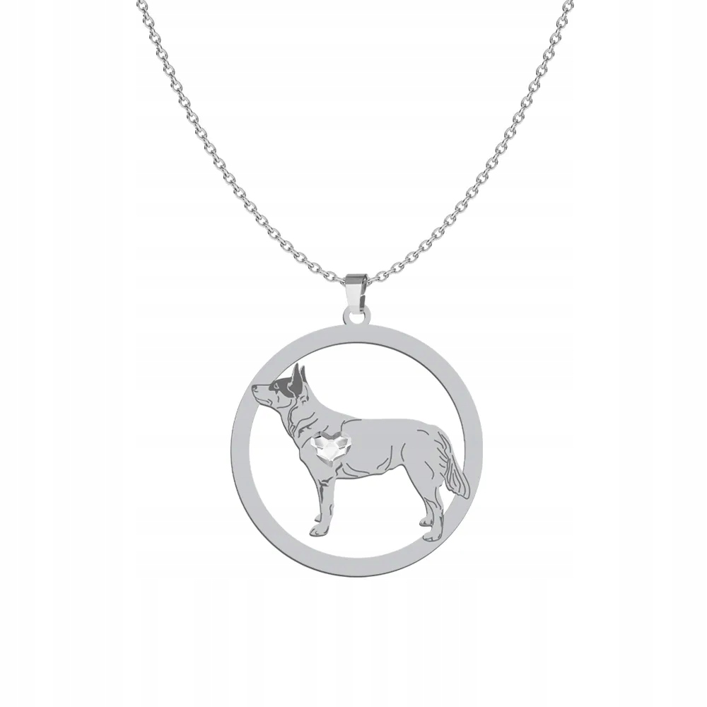 Stříbrný náhrdelník Australský salašnický pes 925 Řetízek Gravírování Bonus
