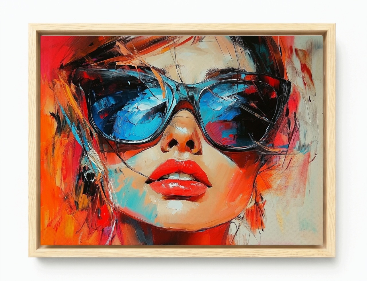Obraz Rám American Box Portrét Tvár Dievča Okuliare Slnko Leto 80x60